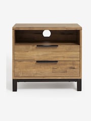 Dark Bronx Oak Effect 2 Drawer Wide Bedside Table - Image 3 of 9