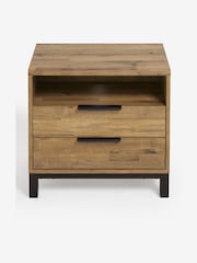 Dark Bronx Oak Effect 2 Drawer Wide Bedside Table - Image 4 of 9