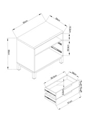 Dark Bronx Oak Effect 2 Drawer Wide Bedside Table - Image 6 of 9