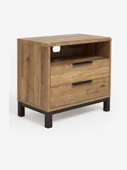 Dark Bronx Oak Effect 2 Drawer Wide Bedside Table - Image 8 of 9