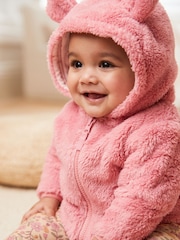 Pink Baby Cosy Teddy Borg Fleece Bear Jacket (0mths-2yrs) - Image 1 of 5