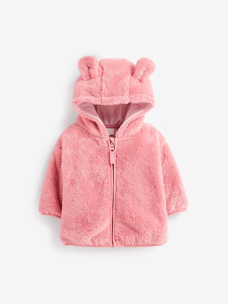 Pink Baby Cosy Teddy Borg Fleece Bear Jacket (0mths-2yrs) - Image 4 of 5