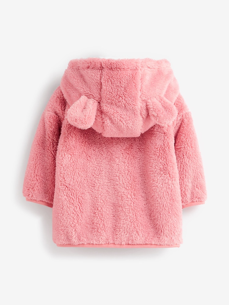 Pink Baby Cosy Teddy Borg Fleece Bear Jacket (0mths-2yrs) - Image 5 of 5