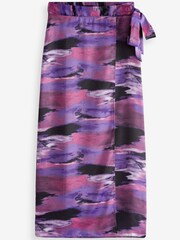 Violett, Knüpfbatik, bedruckt - Satin-Midi-Rock zum Wickeln - Bild 4 von 4