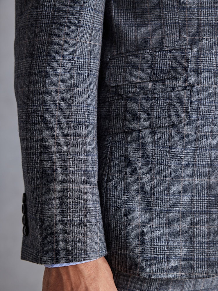 Grey Slim Fit Signature Check Suit: Jacket - Image 5 of 12