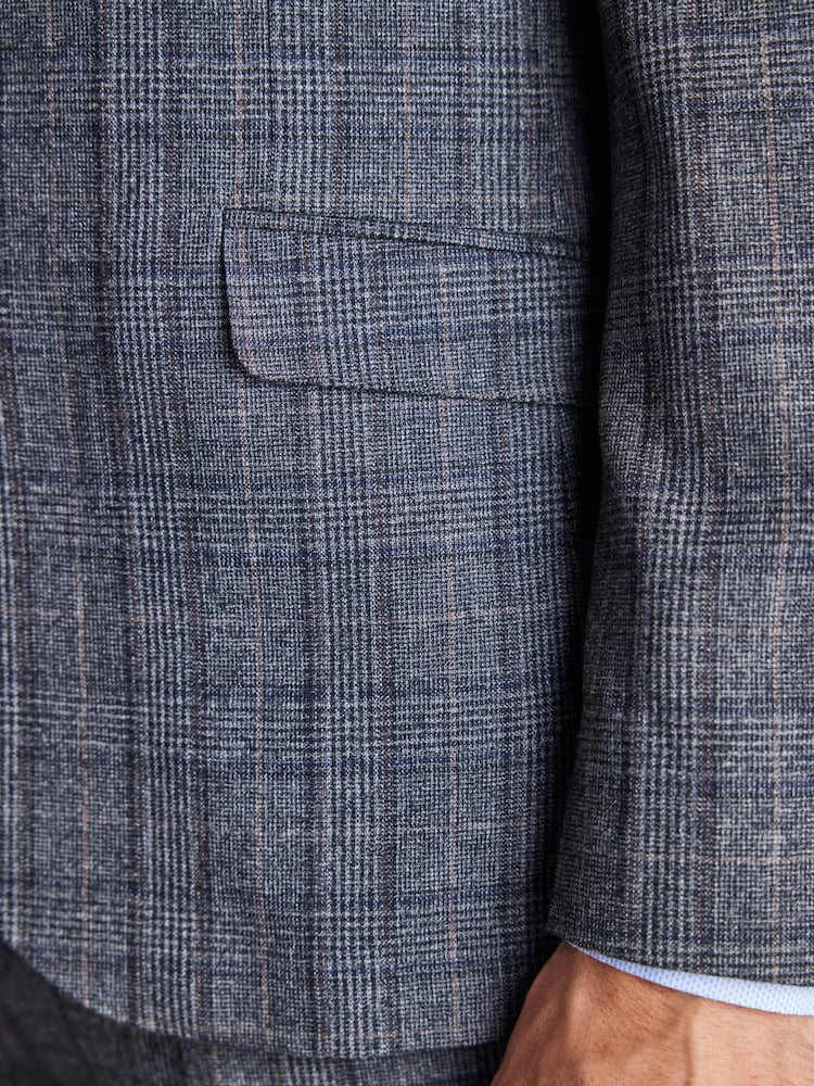 Grey Slim Fit Signature Check Suit: Jacket - Image 6 of 12