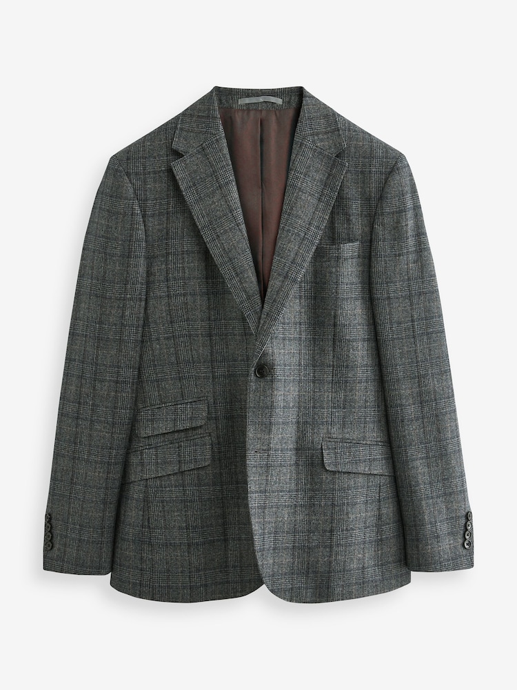 Grey Slim Fit Signature Check Suit: Jacket - Image 7 of 12