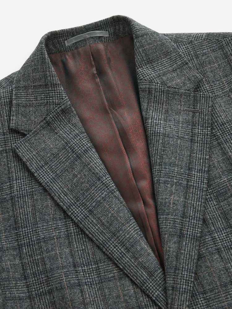 Grey Slim Fit Signature Check Suit: Jacket - Image 8 of 12