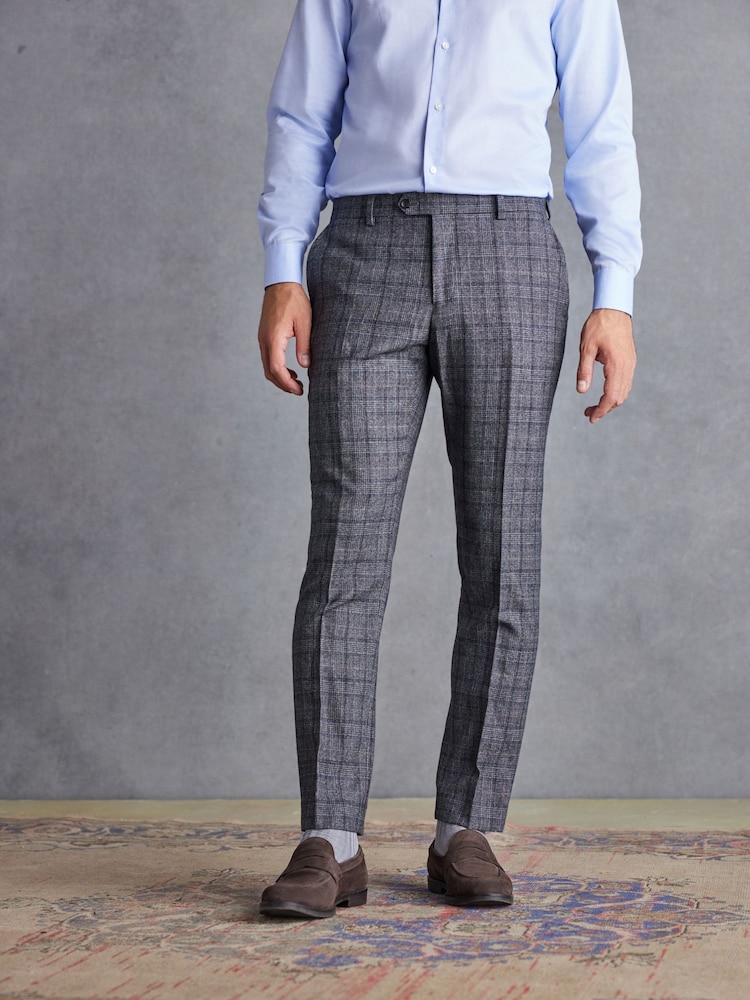Grey Slim Fit Signature Check Suit Trousers - Image 1 of 10