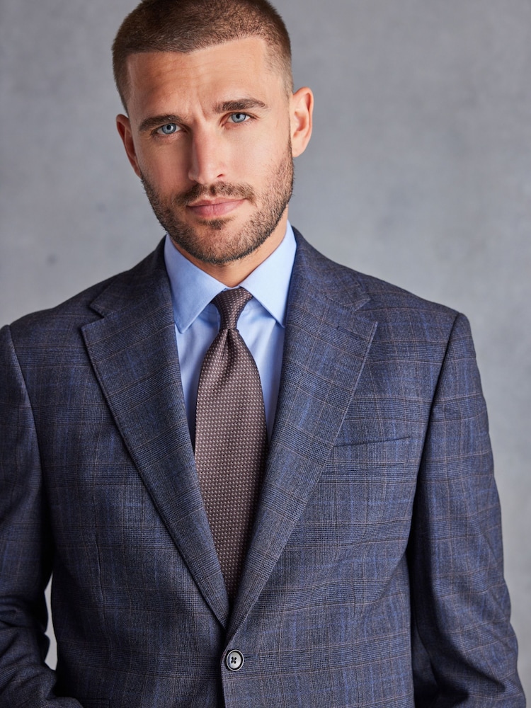 Blue Regular Fit Check Signature Suit Jacket - Image 1 of 13