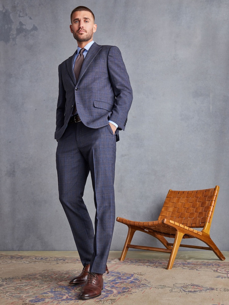 Blue Regular Fit Check Signature Suit Jacket - Image 2 of 13