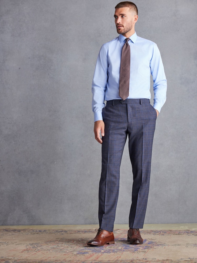 Blue Regular Fit Check Signature Suit: Trousers - Image 2 of 11