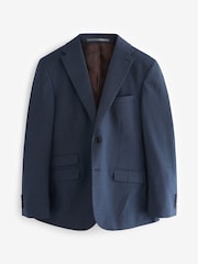 Blue Tailored Fit Signature 100% wool Textured Suit Jacket - Image 8 of 12