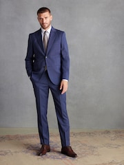 Blue Tailored Fit Signature Wool Textured Suit Trousers - Image 2 of 10