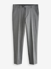 Grey Tailored Fit Signature Wool Textured Suit Trousers - Image 7 of 11