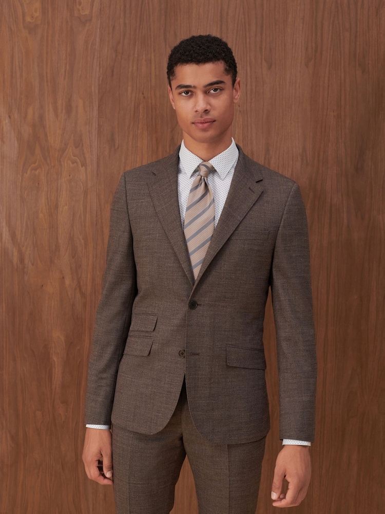 Taupe Slim Wool Blend Textured Suit: Jacket - Image 1 of 13 Taupe Slim Wool Blend Textured Suit: Jacket - Image 1 of 13