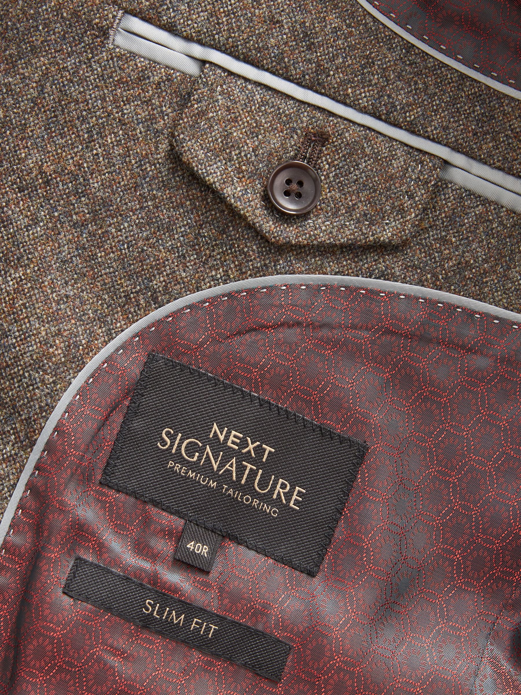 Buy Taupe Slim Fit Signature Moons British Fabric Textured