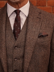 Taupe Slim Fit Signature Moons British Fabric Textured Suit Jacket - Image 2 of 12