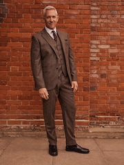 Taupe Slim Fit Signature Moons British Fabric Textured Suit Jacket - Image 3 of 12