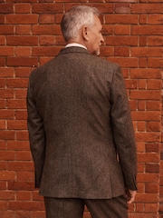 Taupe Slim Fit Signature Moons British Fabric Textured Suit Jacket - Image 4 of 12