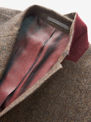 Taupe Slim Fit Signature Moons British Fabric Textured Suit Jacket - Image 8 of 12