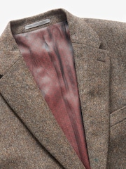 Taupe Slim Fit Signature Moons British Fabric Textured Suit Jacket - Image 9 of 12