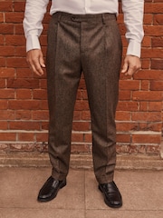 Sivkasto rjava - Teksturirane hlače obleke ozkega kroja Signature Moons British Fabric - Slika 1 iz 9