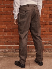 Sivkasto rjava - Teksturirane hlače obleke ozkega kroja Signature Moons British Fabric - Slika 3 iz 9
