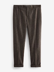 Sivkasto rjava - Teksturirane hlače obleke ozkega kroja Signature Moons British Fabric - Slika 5 iz 9