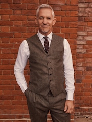 Taupe Regular Fit Signature Moons British Fabric Textured Waistcoat - Image 1 of 9