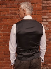 Taupe Regular Fit Signature Moons British Fabric Textured Waistcoat - Image 3 of 9