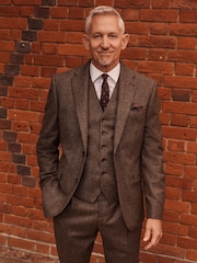 Taupe Regular Fit Signature Moons British Fabric Textured Waistcoat - Image 5 of 9