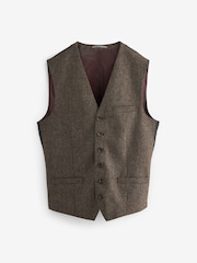Taupe Regular Fit Signature Moons British Fabric Textured Waistcoat - Image 6 of 9