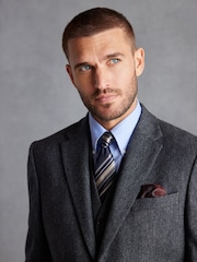 Charcoal Grey Slim Fit Signature Moons British Fabric Textured Suit Jacket - Image 1 of 11