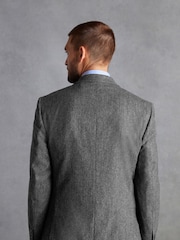 Charcoal Grey Slim Fit Signature Moons British Fabric Textured Suit Jacket - Image 3 of 11
