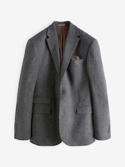 Charcoal Grey Slim Fit Signature Moons British Fabric Textured Suit Jacket - Image 6 of 11
