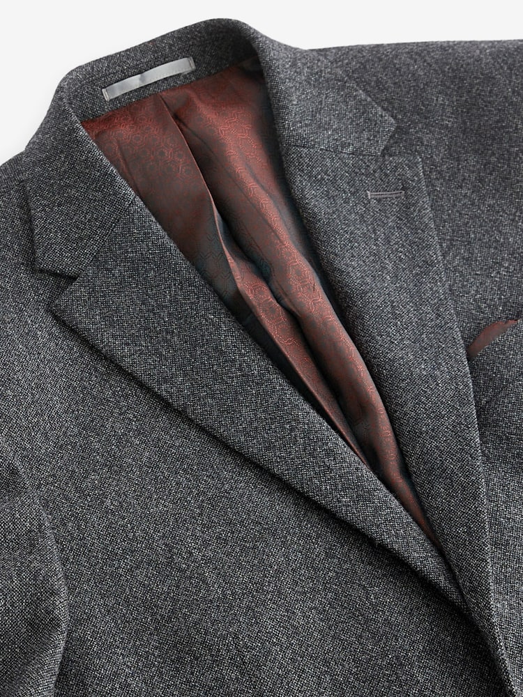 Charcoal Grey Slim Fit Signature Moons British Fabric Textured Suit Jacket - Image 7 of 11