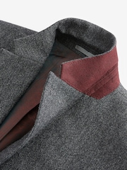 Charcoal Grey Slim Fit Signature Moons British Fabric Textured Suit Jacket - Image 8 of 11