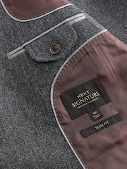 Charcoal Grey Slim Fit Signature Moons British Fabric Textured Suit Jacket - Image 9 of 11