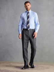 Charcoal Grey Slim Fit Signature Moons British Fabric Textured Suit Trousers - Image 2 of 9