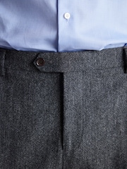 Charcoal Grey Slim Fit Signature Moons British Fabric Textured Suit Trousers - Image 4 of 9
