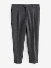 Charcoal Grey Slim Fit Signature Moons British Fabric Textured Suit Trousers - Image 5 of 9