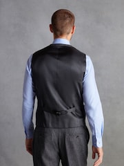 Charcoal Grey Regular Fit Signature Moons British Fabric Textured Waistcoat - Image 2 of 11