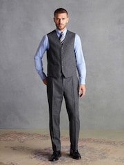 Charcoal Grey Regular Fit Signature Moons British Fabric Textured Waistcoat - Image 3 of 11