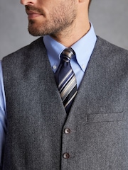 Charcoal Grey Regular Fit Signature Moons British Fabric Textured Waistcoat - Image 5 of 11