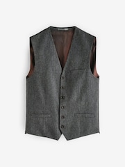 Charcoal Grey Regular Fit Signature Moons British Fabric Textured Waistcoat - Image 6 of 11