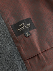 Charcoal Grey Regular Fit Signature Moons British Fabric Textured Waistcoat - Image 9 of 11