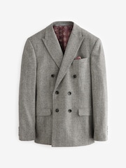 Grey Double Breasted Signature EA Matthews British Fabric Check Suit Jacket - Image 10 of 15