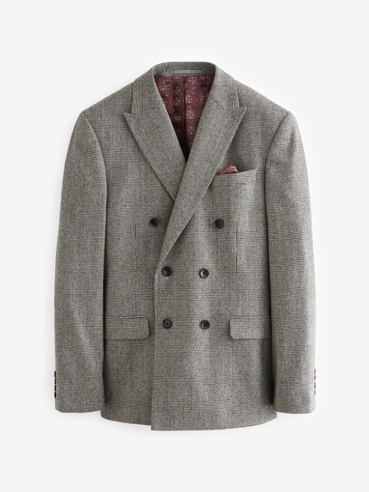 Grey Double Breasted Signature EA Matthews British Fabric Check Suit Jacket - Image 10 of 15