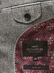 Grey Double Breasted Signature EA Matthews British Fabric Check Suit Jacket - Image 12 of 15